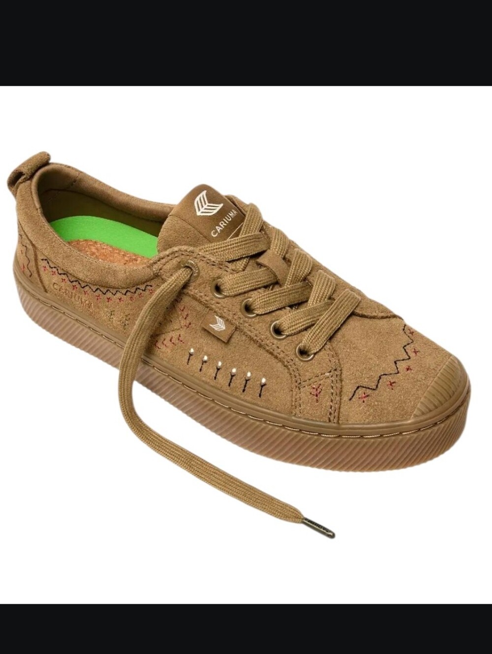 Cariuma All Camel Suede Embroidered Low-Top Sneaker 10.5 W Or 9 M